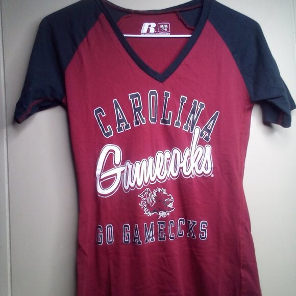 Russell Carolina Gamecocks Shirt M 7-9 Short Sleeve Red Black - Picture 4 of 11